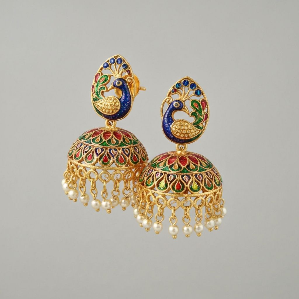 Peacock Meenakari Earrings